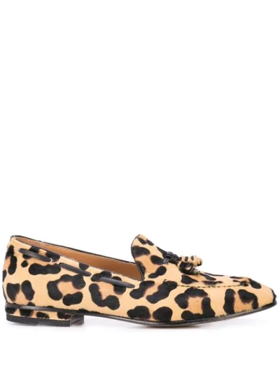 Francesco Russo Leopard Print Loafers In Brown