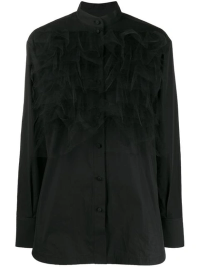 Valentino Tulle Overlay Shirt In Black