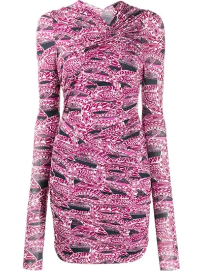 Isabel Marant Printed Ruched Dress In Pink
