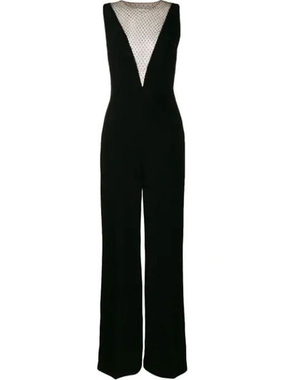 Stella Mccartney Robinvale Embellished Tulle-paneled Stretch-crepe Jumpsuit In Black