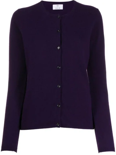 Allude Crew Neck Cardigan In Purple