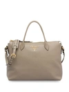 Prada Logo Plaque Tote Bag In Brown