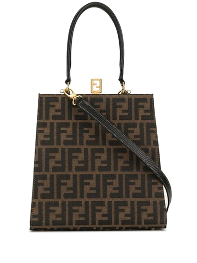 Pre-owned Fendi 1990s Zucca Pattern 2way Hand Bag In Brown