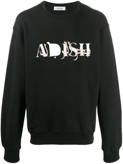 Adish Logo Print Sweatshirt In Black