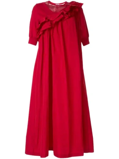 Sueundercover Ruffle Shift Dress In Red