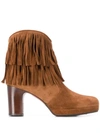 Chie Mihara Fringed Ankle Boots In Brown
