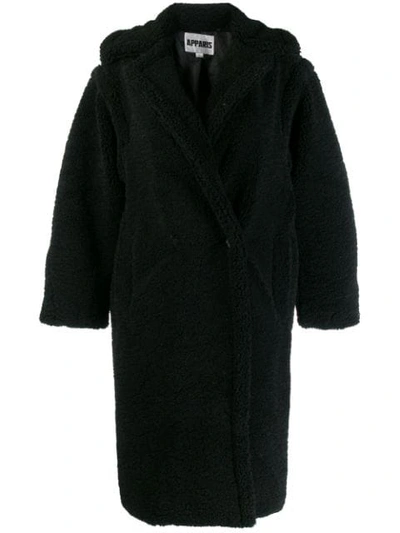 Apparis Daryna Faux-shearling Coat In Black