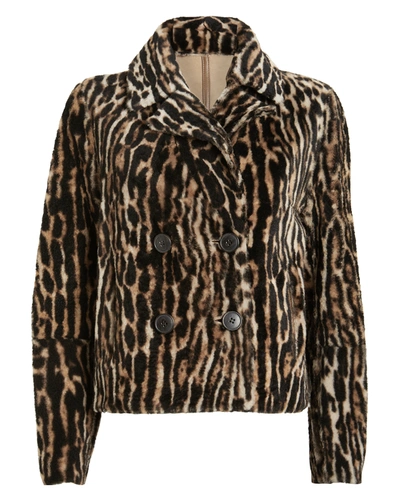 Yves Salomon Reversible Leopard Shearling Jacket In Black