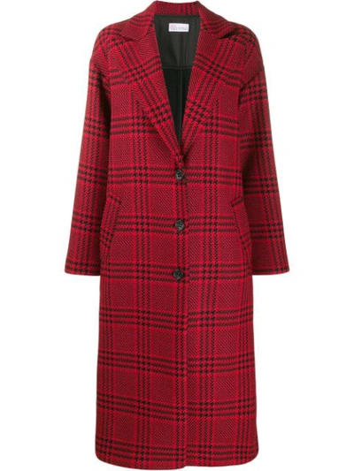 Red Valentino Houndstooth Oversized Coat In Red