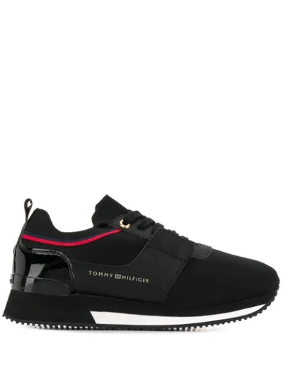 Tommy Hilfiger Panelled Lace-up Trainers In Black