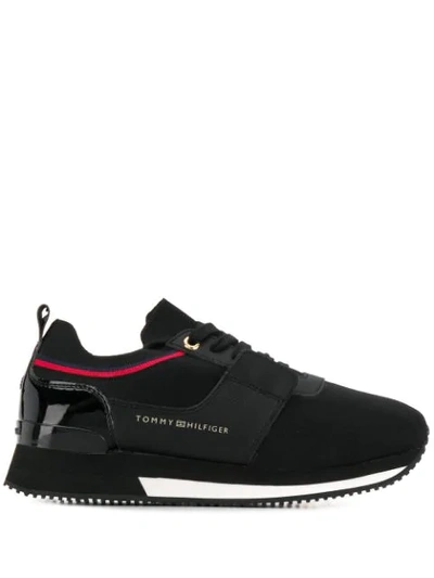 Tommy Hilfiger Panelled Lace-up Sneakers In Black