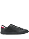 Tommy Hilfiger Leather Lace-up Sneakers In Black