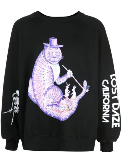 Lost Daze Mad Cat Sweatshirt In Black