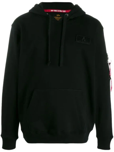 Alpha Industries Logo Stripe Detail Hoodie In Black