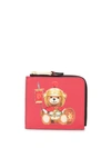 Moschino Roman Teddy Bear Zipped Wallet In Red