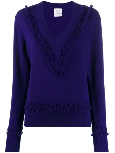 Barrie Ruffle Trim Jumper In Blue