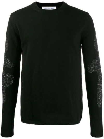 Comme Des Garçons Shirt Glittery Sleeves Jumper In Black