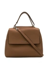 Orciani Logo Top-handle Tote In Brown