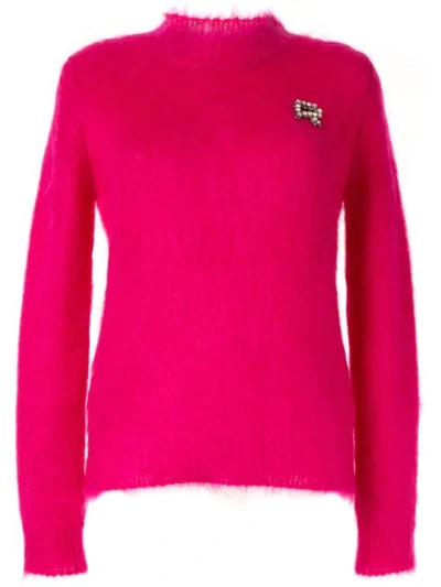 Rochas Embellished Knitted Jumper In Pink
