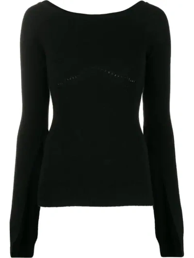 N°21 Boat-neck Cashmere Knit Top In Black
