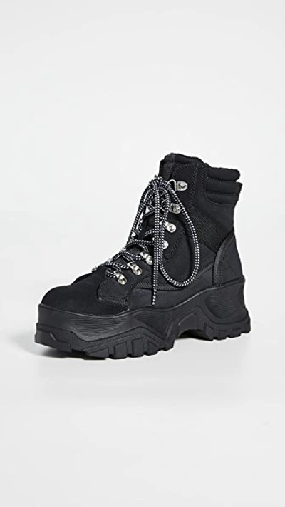 Buffalo Fendo Lace Up Boots In Black