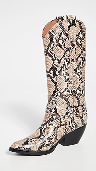 Jeffrey Campbell Armon Western Boots In Tan Snake Black