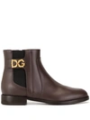 Dolce & Gabbana Monogram Detail Ankle Boots In Red