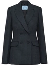 Prada Peaked Lapel Blazer Jacket In Black