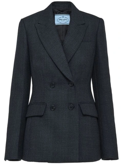 Prada Peaked Lapel Blazer Jacket In Black