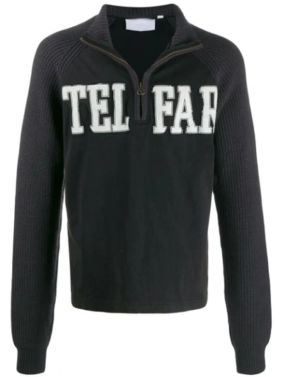 Telfar Zip-up Logo Sweatshirt In Black
