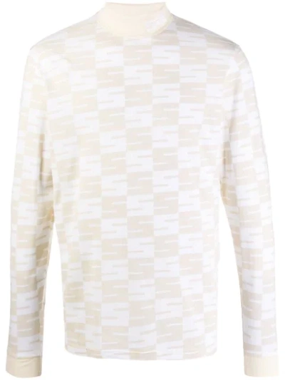 Sss World Corp Two Tone Print Sweatshirt In White