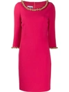 Moschino Chain-trim Knee-length Dress In Pink