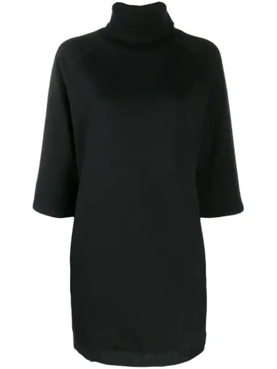 Emporio Armani Roll Neck Sweatshirt Dress In Black