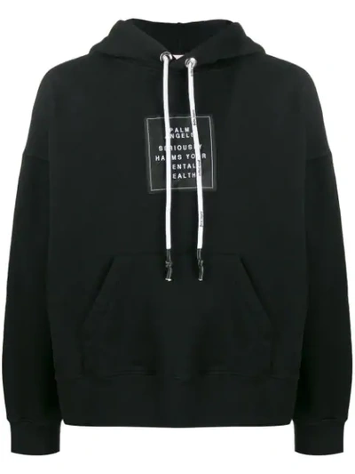 Palm Angels Black Hoodie With Logo Patch