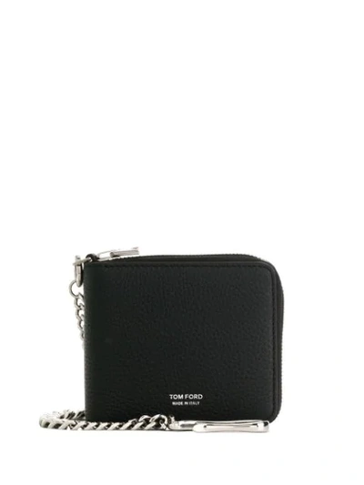 Tom Ford Logo Print Chain Wallet In Black