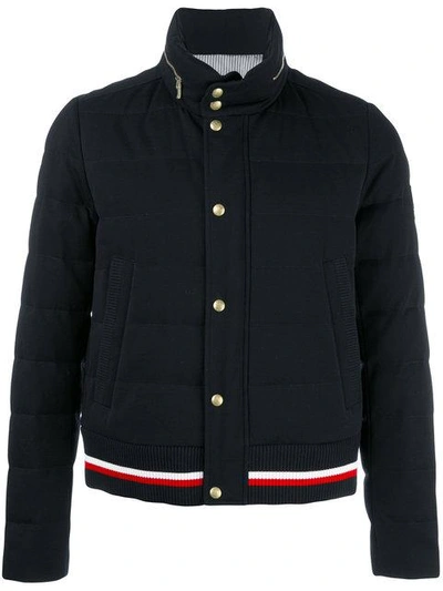 Moncler Navy Down Quilted Jacket In Blue