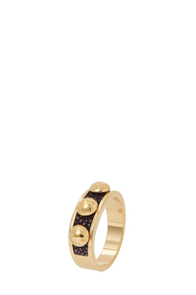Pre-owned Louis Vuitton Gold & Purple Stingray Gimme A Clous Ring Medium