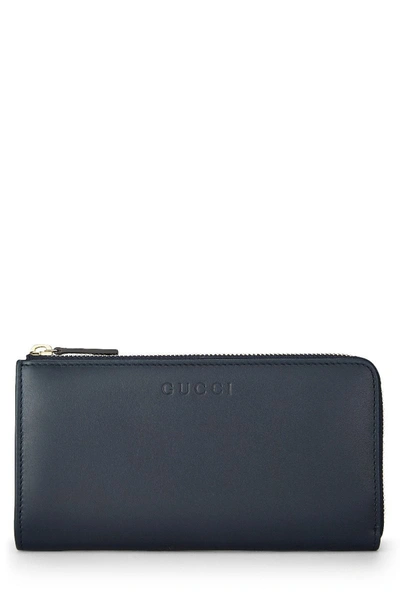 Pre-owned Gucci Navy Leather Continental Wallet