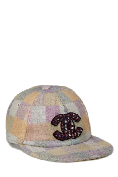 Pre-owned Chanel Multicolor Checkered Wool Logo Cap
