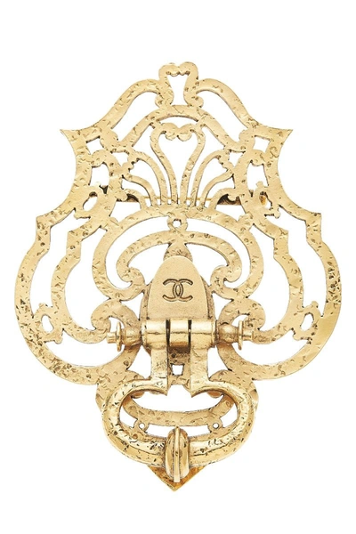 Pre-owned Chanel 1970s Gold Door Knocker Brooch