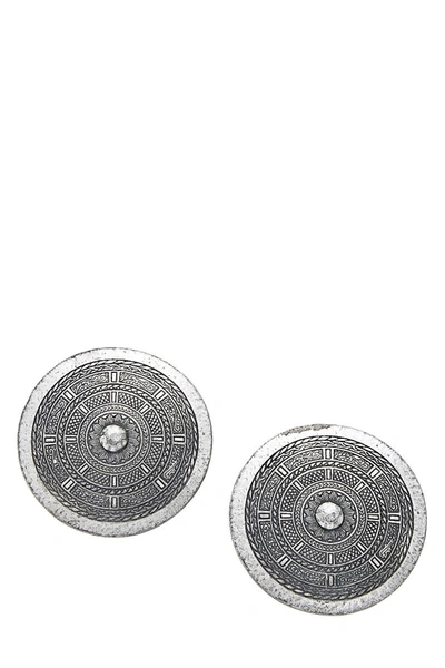 Pre-owned Dior Silver Shield Clip-on Earrings