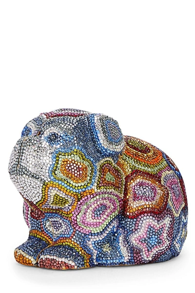 Pre-owned Judith Leiber Multicolor Crystal Dog Minaudiere