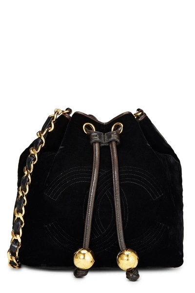 Pre-owned Chanel Black Velvet Bucket Bag Small