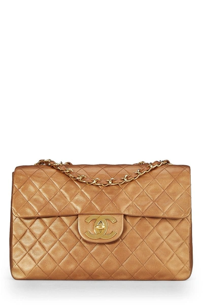 Pre-owned Chanel Gold Lambskin Classic Flap Maxi