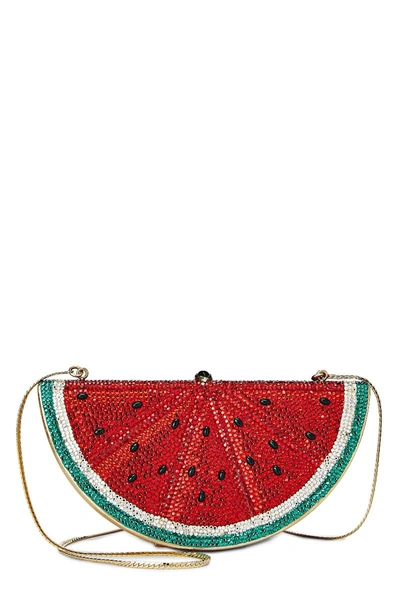 Pre-owned Judith Leiber Red Crystal Watermelon Minaudiere