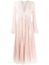 Giambattista Valli V-neck Lace Midi Dress In Pink
