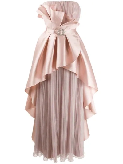 Alberta Ferretti Ruffled Bustier Dress In Pink