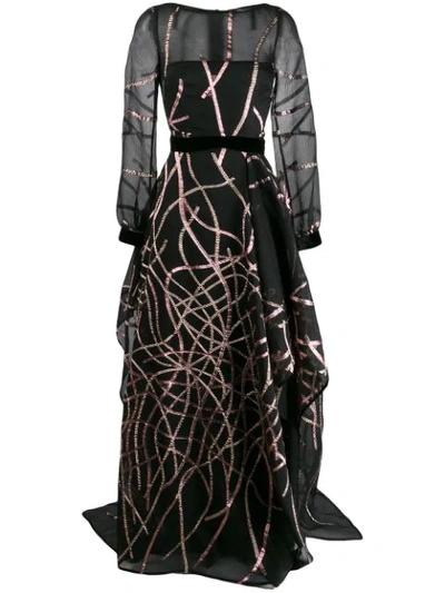 Talbot Runhof Sequin Embellished Evening Dress In Black