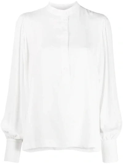 8pm Loose-fit Collarless Blouse In White