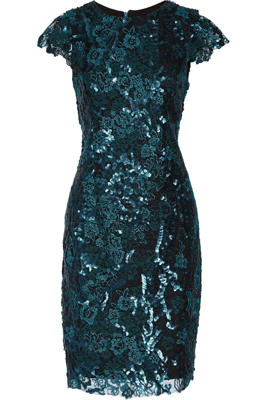 Badgley Mischka Sequined Corded Lace Dress | ModeSens